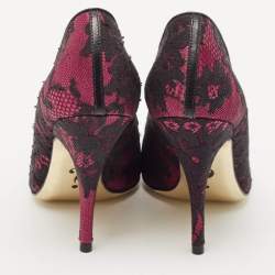 Moschino Black/Purple Lace and Mesh Pointed Toe Pumps Size 38