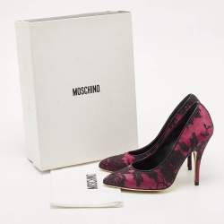 Moschino Black/Purple Lace and Mesh Pointed Toe Pumps Size 38