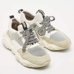 Moschino Multicolor Suede and Mesh Fluo Teddy Sneakers Size 36