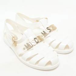 Moschino White Jelly Logo Flats Size 38