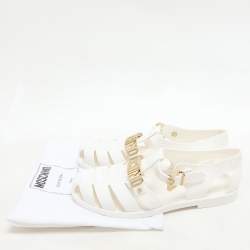 Moschino White Jelly Logo Flats Size 38