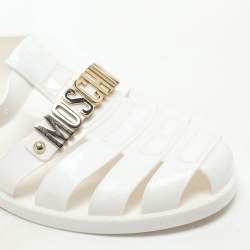 Moschino White Jelly Logo Flats Size 38