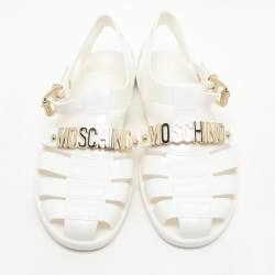 Moschino White Jelly Logo Flats Size 38