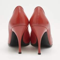 Moschino Red Leather Pointed Toe Pumps Size 37