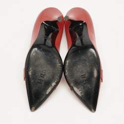 Moschino Red Leather Pointed Toe Pumps Size 37
