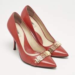 Moschino Red Leather Pointed Toe Pumps Size 37