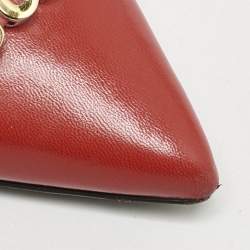 Moschino Red Leather Pointed Toe Pumps Size 37