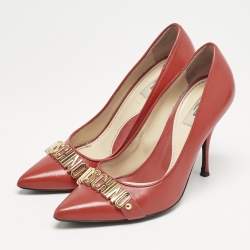 Moschino Red Leather Pointed Toe Pumps Size 37