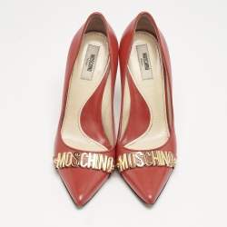 Moschino Red Leather Pointed Toe Pumps Size 37