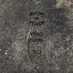 Pre Owned Moschino Black Leather Logo Pointed Toe Pumps Size 39