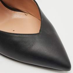 Pre Owned Moschino Black Leather Logo Pointed Toe Pumps Size 39