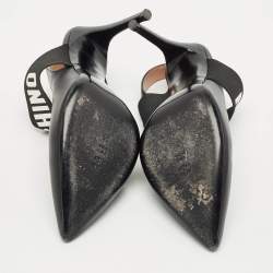 Pre Owned Moschino Black Leather Logo Pointed Toe Pumps Size 39