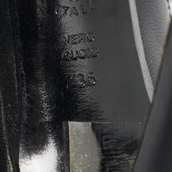 Pre Owned Moschino Beige/Black Leather Cutot Peep Toe Ankle Boots Size 36