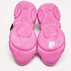 Pre Owned Moschino Black Jacquard Logo High Top Sneakers Size 36