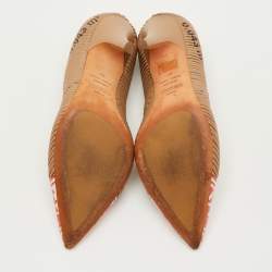 Pre Owned Moschino Size 38 Brown Leather Pleated Pointed Toe Pumps