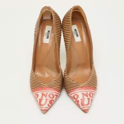 Pre Owned Moschino Size 38 Brown Leather Pleated Pointed Toe Pumps