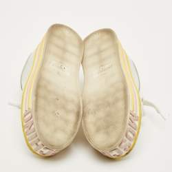 مملوكة مسبقًا Moschino Size 37 Silver Leather Platform Lace Up Sneakers