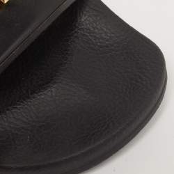 Pre Owned Moschino Size 40 Black Leather logo Pool Slide