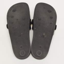 Pre Owned Moschino Size 40 Black Leather logo Pool Slide