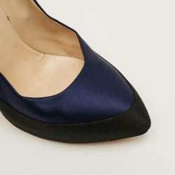 Pre Owned Moschino Size 38 Tricolor Velvet Platform Pumps