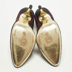 Pre Owned Moschino Size 36 Black/Purple Lace and Mesh Pumps