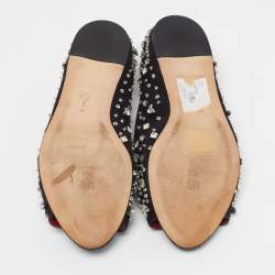 Pre Owned حذاء باليرينا فلات موسكينو ساتان أسود مزين بالكريستال مقاس 40