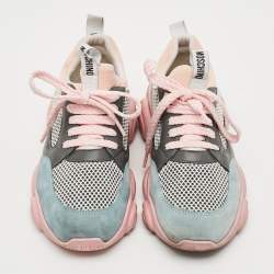 Pre Owned حذاء رياضي موسكينو تيدي بير محبوك متعدد الألوان وشامواه بالرباط مقاس 36