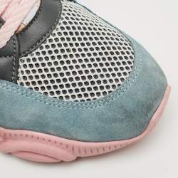 Pre Owned حذاء رياضي موسكينو تيدي بير محبوك متعدد الألوان وشامواه بالرباط مقاس 36