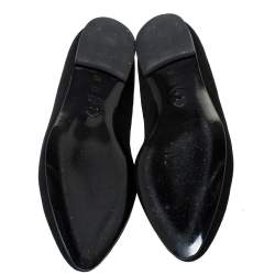 Pre Owned Moschino CheapAndChic Black Suede Gun And Pearl Embellished Ballet Flats Size 38