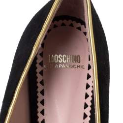Pre Owned Moschino CheapAndChic Black Suede Gun And Pearl Embellished Ballet Flats Size 38