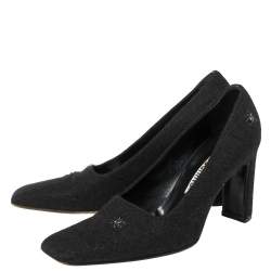 Moschino Black Wool Spider-Accented Square-Toe Pumps 37
