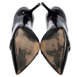 Moschino Black Leather Logo Crystal Embellished Pointed Toe Pumps Size 40