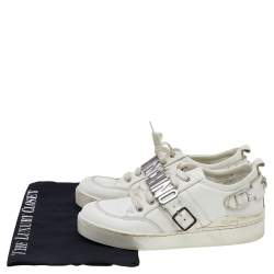 Pre Owned Moschino White Leather Low Top Sneakers Size 37