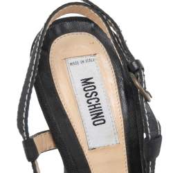 Moschino Black Canvas Bow Platform Sandals Size 37