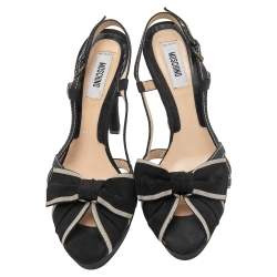 Moschino Black Canvas Bow Platform Sandals Size 37