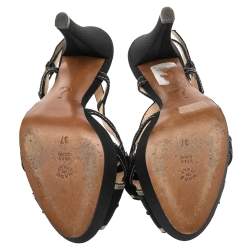 Moschino Black Canvas Bow Platform Sandals Size 37