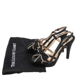 Moschino Black Canvas Bow Platform Sandals Size 37