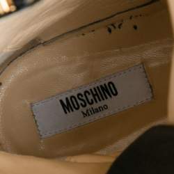 Pre Owned Moschino Black Leather Logo Chelsea  Boots Size 39