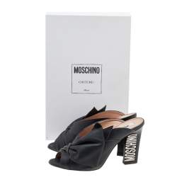 Moschino Black Leather Knot Detail Mules Size 37