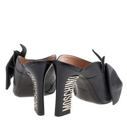 Moschino Black Leather Knot Detail Mules Size 37