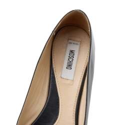 Pre Owned Moschino Black Leather Ballet Flats Size 36