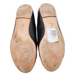 Pre Owned Moschino Black Leather Ballet Flats Size 36