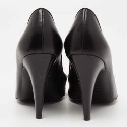 Pre Owned Moschino Black Leather No Heel Pumps Size 36.5