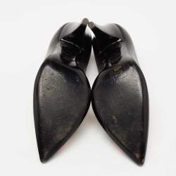 Pre Owned Moschino Black Leather No Heel Pumps Size 36.5