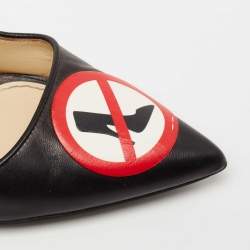 Pre Owned Moschino Black Leather No Heel Pumps Size 36.5