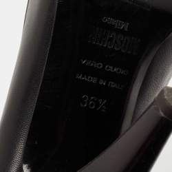 Pre Owned Moschino Black Leather No Heel Pumps Size 36.5