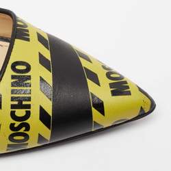 Moschino Black/Yellow Leather Caution Print Pumps Size 36