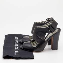 Pre Owned Moschino Black Leather Slingback Sandals Size 39