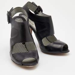 Pre Owned Moschino Black Leather Slingback Sandals Size 39