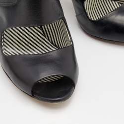 Pre Owned Moschino Black Leather Slingback Sandals Size 39